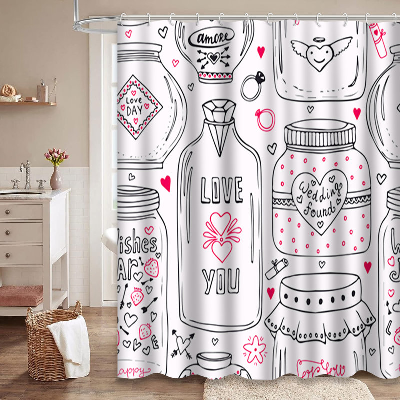 Mignon rideau de douche avec 12 crochets, L 72 po x l 84 po