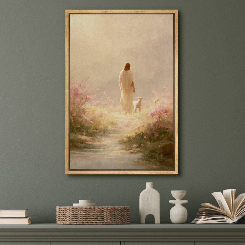 Art mural sur toile «Jesus et agneau», Naturel, H 36 po x l 24 po, Impression encadrée sans passe-partout