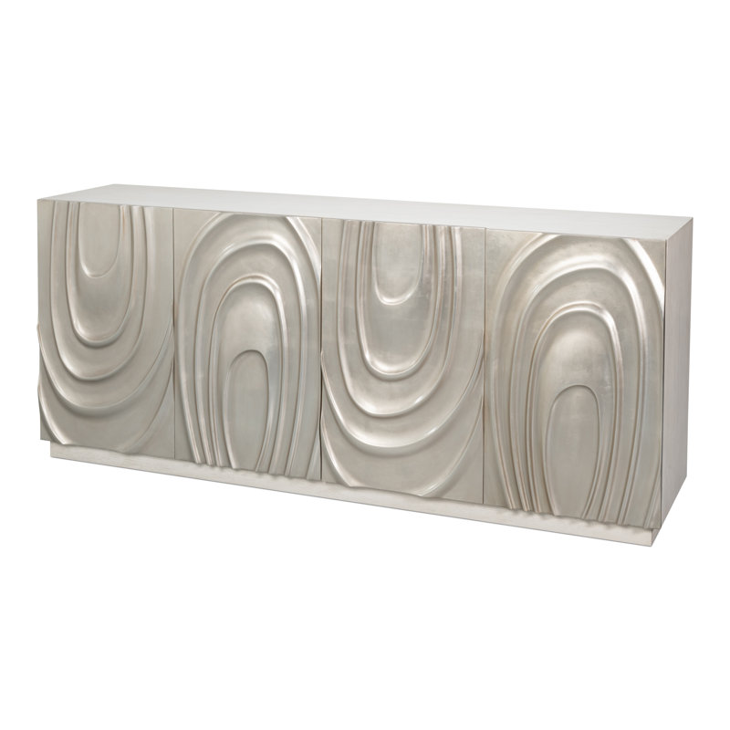 Capriole 86'' W Solid Wood, White/Silver