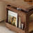 Brown Vintage Solid Rubberwood Coffee Table with Wheels, Foldable Height‑Adjustable Tabletop
