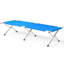 Lit de camp pliant portable bleu armée avec sac de transport, lit de camp robuste pour le camping, les voyages et les situations d'urgence.