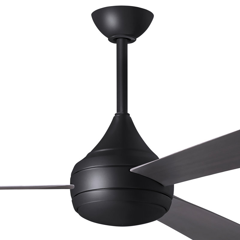 Donaire LED Outdoor Downrod Ceiling Fan, Matte Black, Brushed Bronze