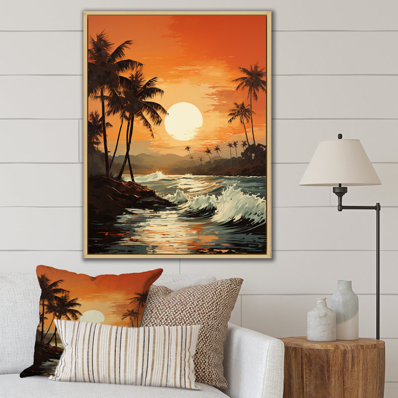 Tangerine, crépuscule tropical, crépuscule, coucher de soleil I, Cadre naturel flottant, H 20 po x l 12 po x P 1 po