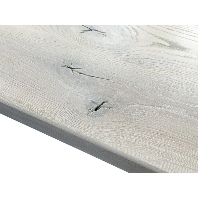 Oak Solid Wood Top Metal Base Dining Table