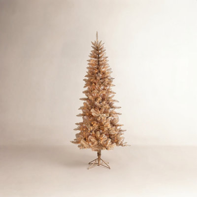 Sleek Gold Slim Christmas Tree With Warm White LED Lights