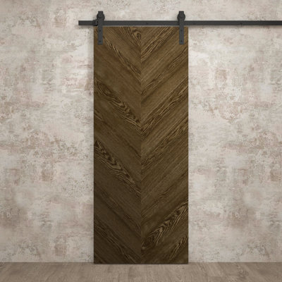 Modern Barn Door 42 x 96 inches Ego 5005 Marble Oak 8FT Rail Track Heavy Hardware Set Solid Panel Interior Doors
