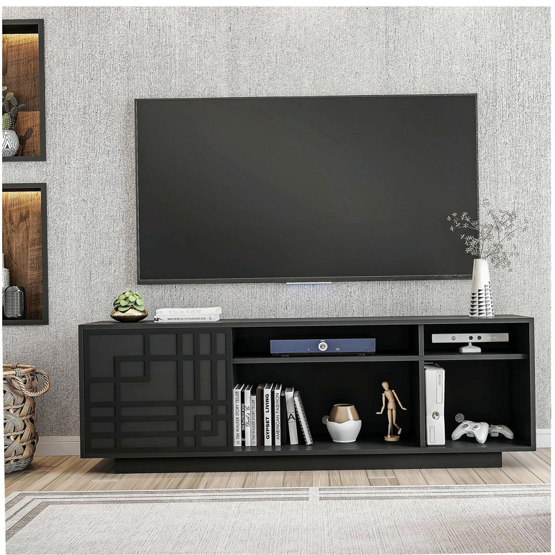 Techni Mobili modern TV stand, suitable for 70-inch TVs, black.