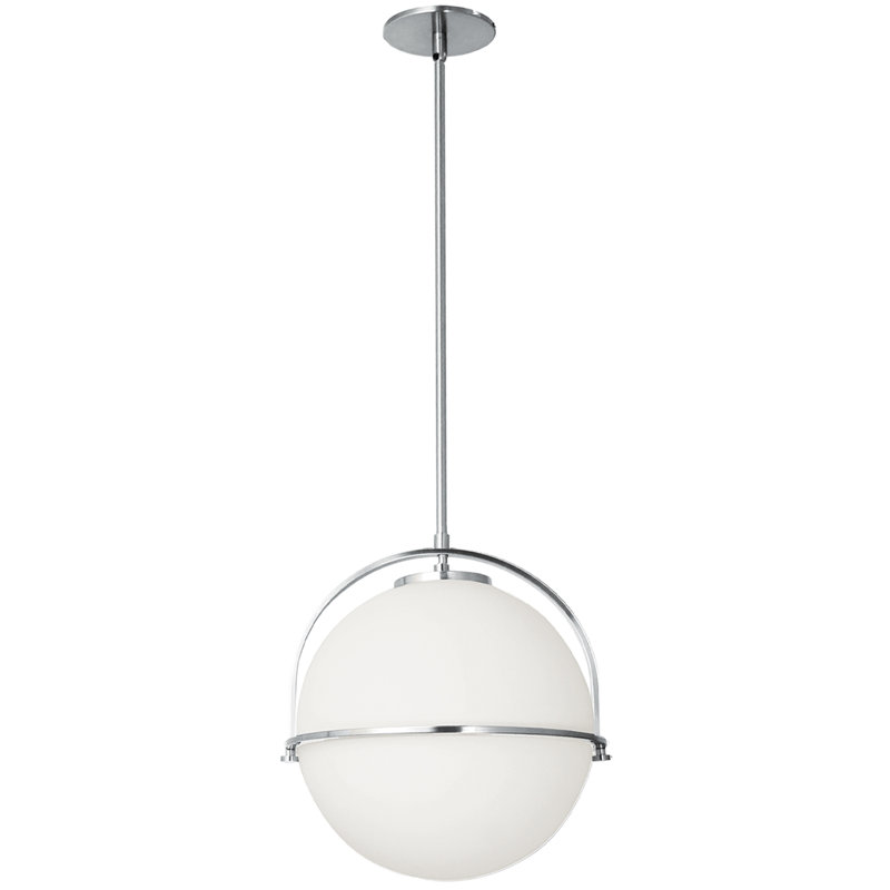 Paola 1 Light Pendant - White Opal Glass, Polished Chrome