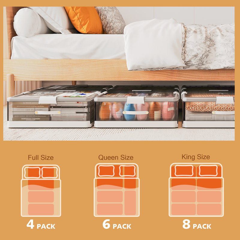 Storage Bin Under Bed Storage Containers Stackable Underbed Storage with Wheels, 86 qt.