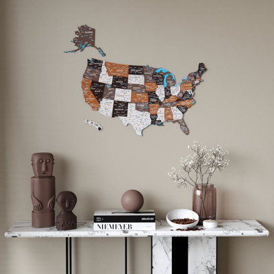 Carte murale en bois des États-Unis, drapeau américain, décoration murale 3D en bois superposé aux couleurs de l'État, décoration patriotique pour salon, bureau et cadeaux de pendaison de crémaillère