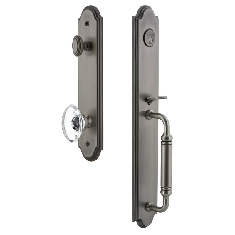 Arc One-Piece Handleset with Single Cylinder Deadbolt and C Grip with Provence Knob, Antique Pewter, 2.375"