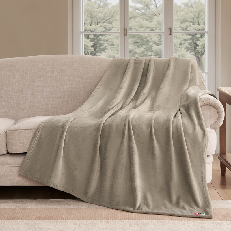 Hunter Coco Flannel Throw Blanket, Island Fossil Brown