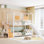 Lit superposé simple au-dessus de simple avec glissière et escalier de rangement