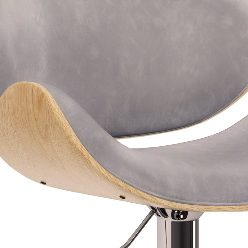 Bentwood Adjustable Swivel Bar Stool , Gray, Light Brown