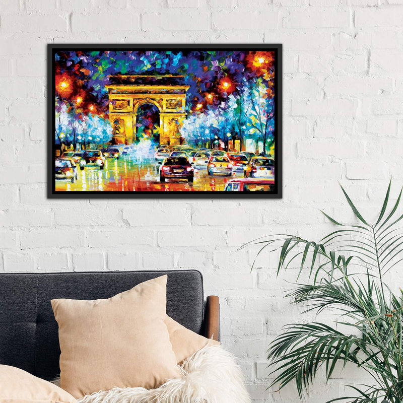«Paris Flight» par Leonid Afremov - impression d'art graphique, H 26 po x l 40 po x 1,5 po, Toile avec cadre noir patiné