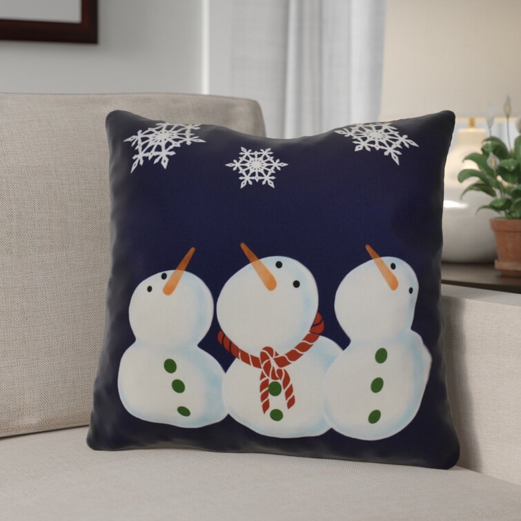 Assante Decorative Snowman Print Outdoor Square Pillow Cover & Insert