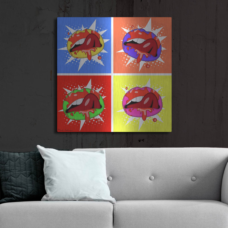 Art mural en métal «Lips 3» par Mark Ashkenazi, Winston Porter, H 36 po x l 36 po
