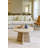 Travertine Look Round Coffee Table Small Modern End Table for Living Room-1728658921