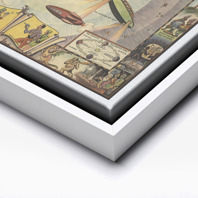 Carte du système solaire Buck Rogers, H 11 po x l 14 po, Canevas, Encadrement blanc