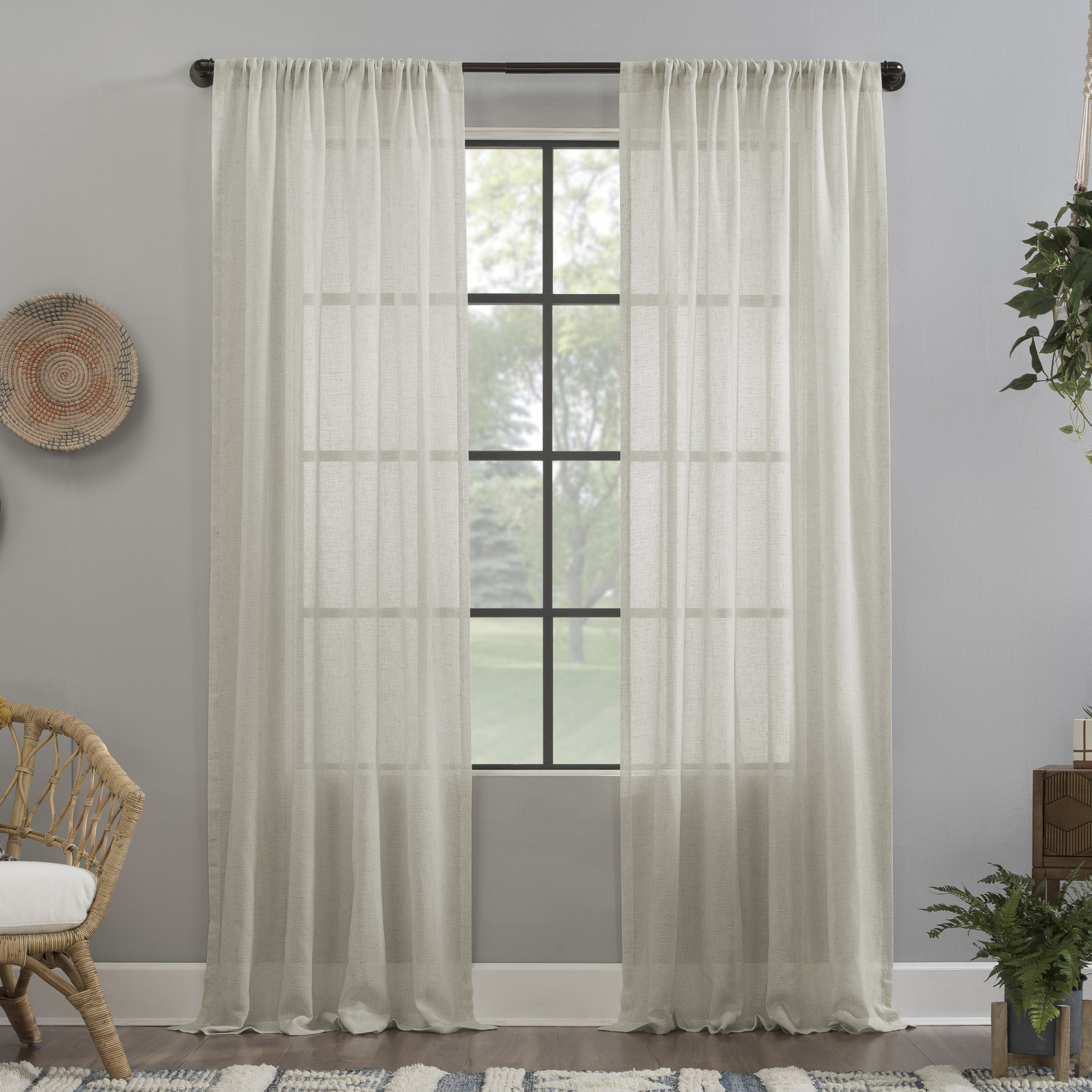 Sheer Curtain, 52" W x 96" L, Ecru