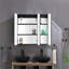 Armoire à pharmacie à DEL avec miroir, douilles, à intensité variable et antibuée pour salle de bain