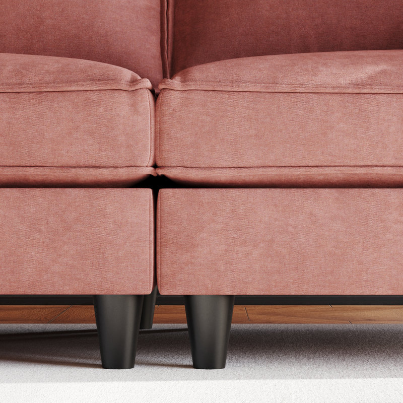 141.5'' Wide U-Shaped 6-Seater Sofa with Storage Pockets, Red Polyester