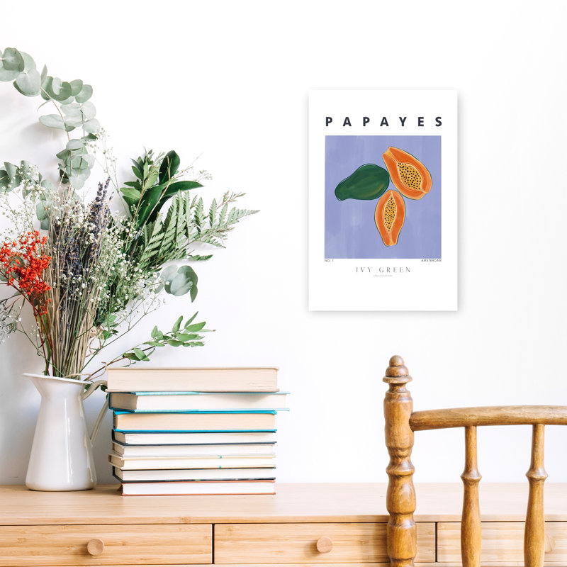 Art mural tropical, papayes tropicales, H 18 po x l 12 po