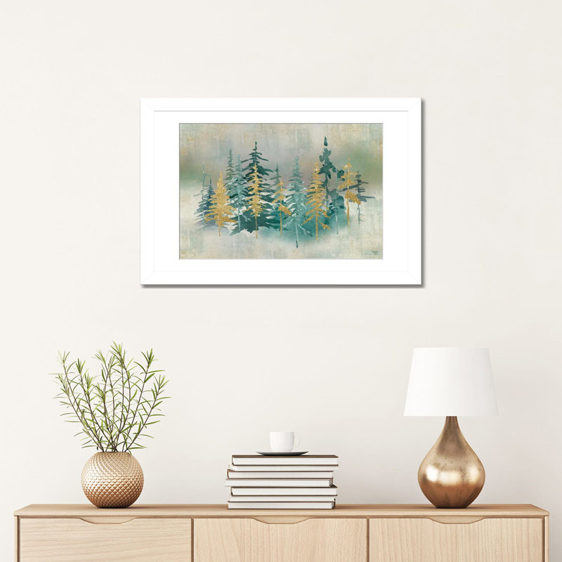 Forêt chatoyante - impression d'art mural - papier d'art encadré, H 16 po x l 24 po, Blanc