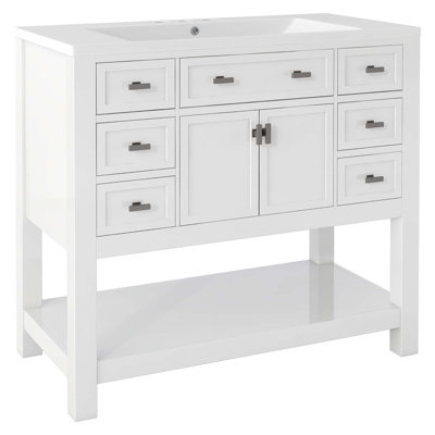 Meuble-lavabo sur pied simple 35,2 po avec plateau en résine Surabaya