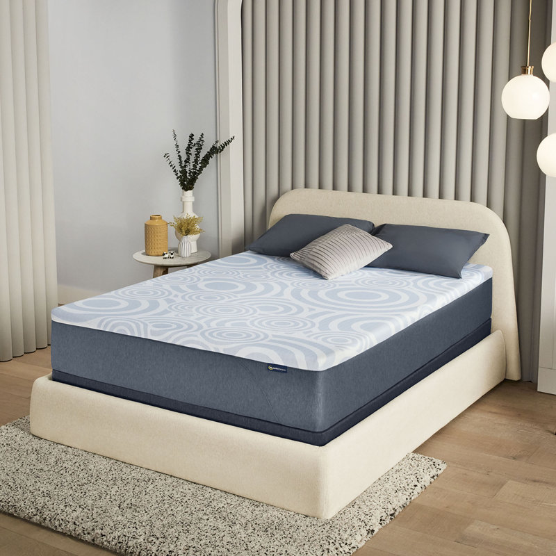 California King 12" Gel Memory Foam Mattress in White and Dark Blue