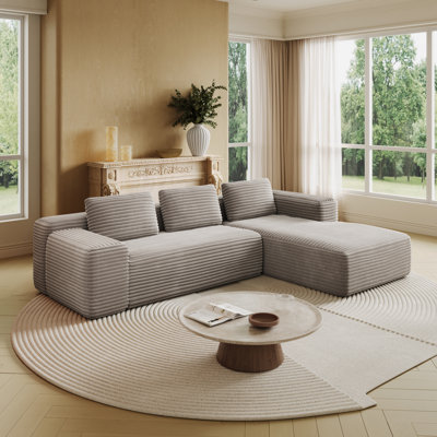 105" Corduroy Cloud Sectional Couch, Upholstered L-Shape Modular Sectional Sofa For Living Room Bedroom, Free Combination Deep Seat Sofa, High Density by Latitude Run