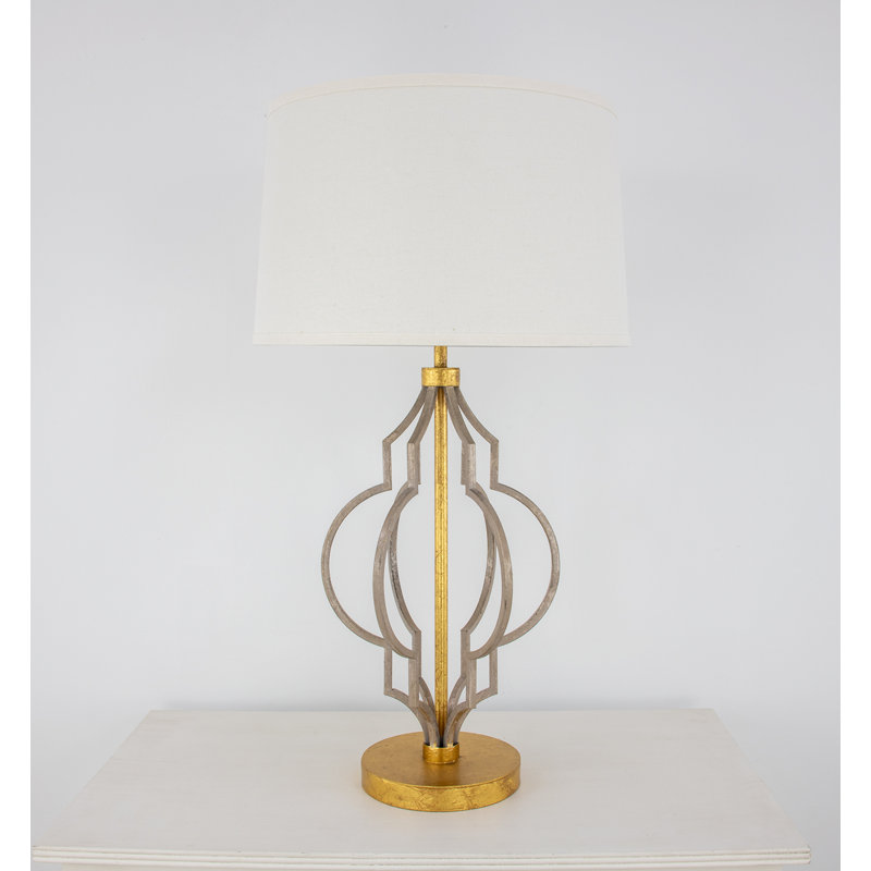 Luna Table Lamp, Champagne/Gold Leaf, White