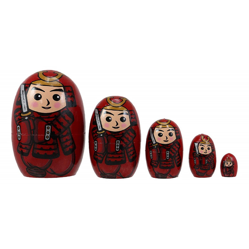 Ensemble de figurine 4 pièces à empilement de jouets en bois samurai Rashee