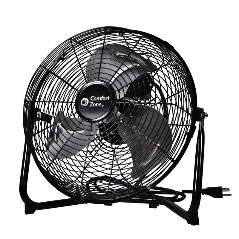 Comfort Zone 12" High-Velocity 3 Speed 180-Degree Adjustable Cradle Fan, Black