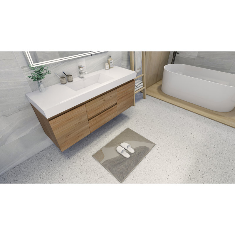 Ensemble de meuble-lavabo mural simple 59 po Mitul, Chêne naturel