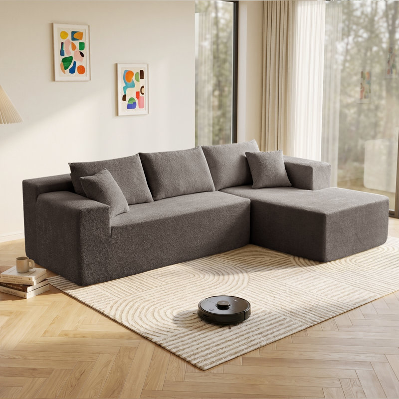 Canapé modulaire Ellie Cloudy Boneless, Orienté à droite, Velours beige