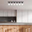 Lustre industriel scandinave, structure en métal noir et blanc, 35,8 po x 3,9 po x 3,9 po | 6 x douilles E27, 40 W maximum | Luminaire élégant pour la décoration moderne, parfait pour le salon et la salle à manger-1860812296-1860812299