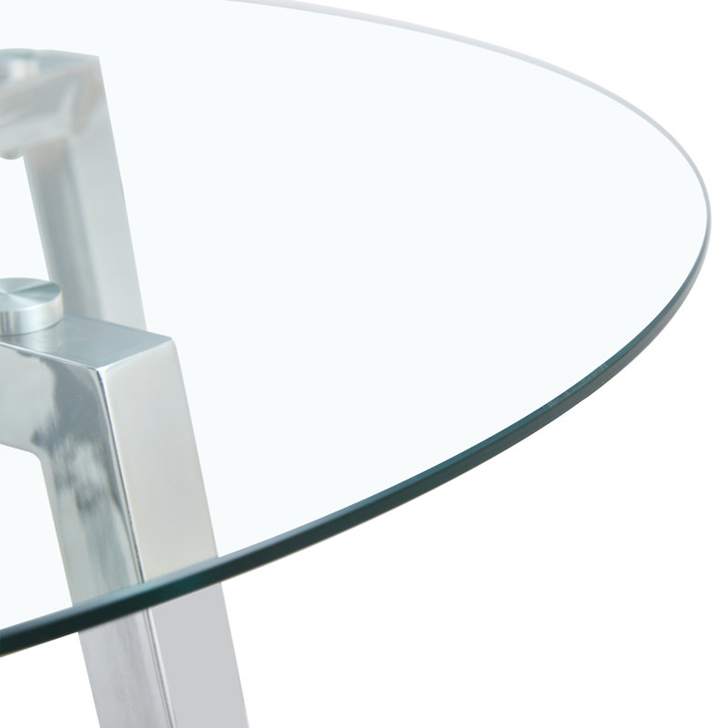 Table circulaire en verre trempé transparent de style moderne minimaliste (table seulement)