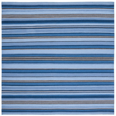 Georgeanna Hand Loomed Wool/Cotton Striped Rug in Blue