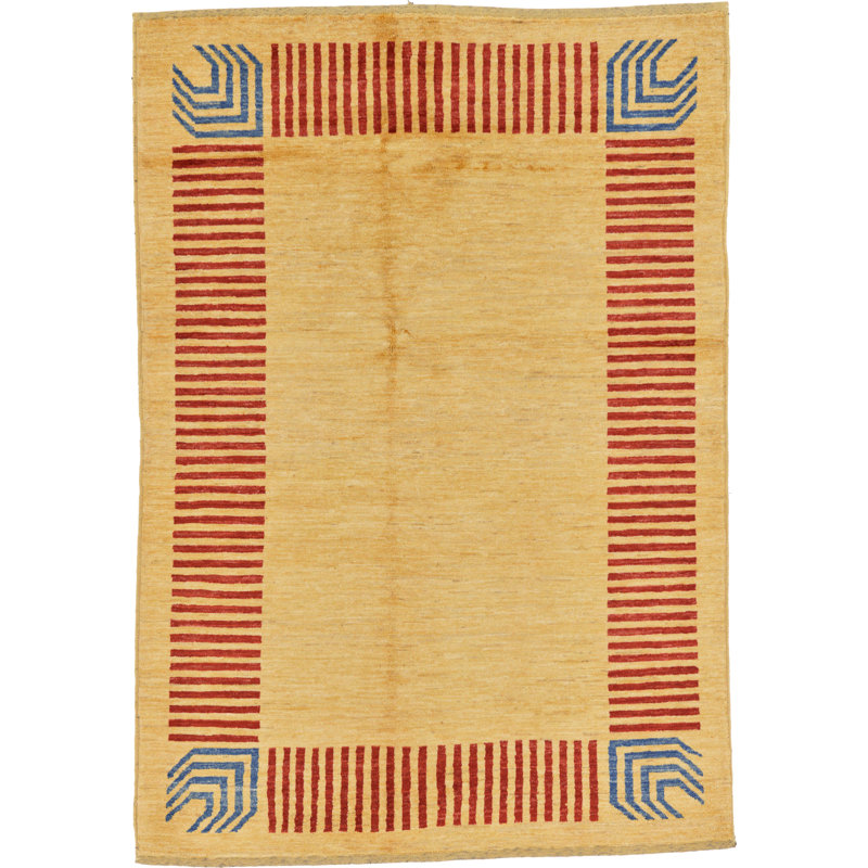 Tapis en laine jaune/rouge 4 pi 5 po x 6 pi 4 po one-of-kind main-noué la new age Nash