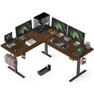 L-shaped Standing Desk – Adjustable Height Electric Desk With 4 Memory Controller by 17 Stories