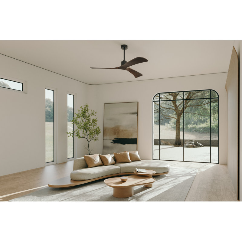 Forester Smart Ceiling Fan, Black with Walnut Blades, 52"