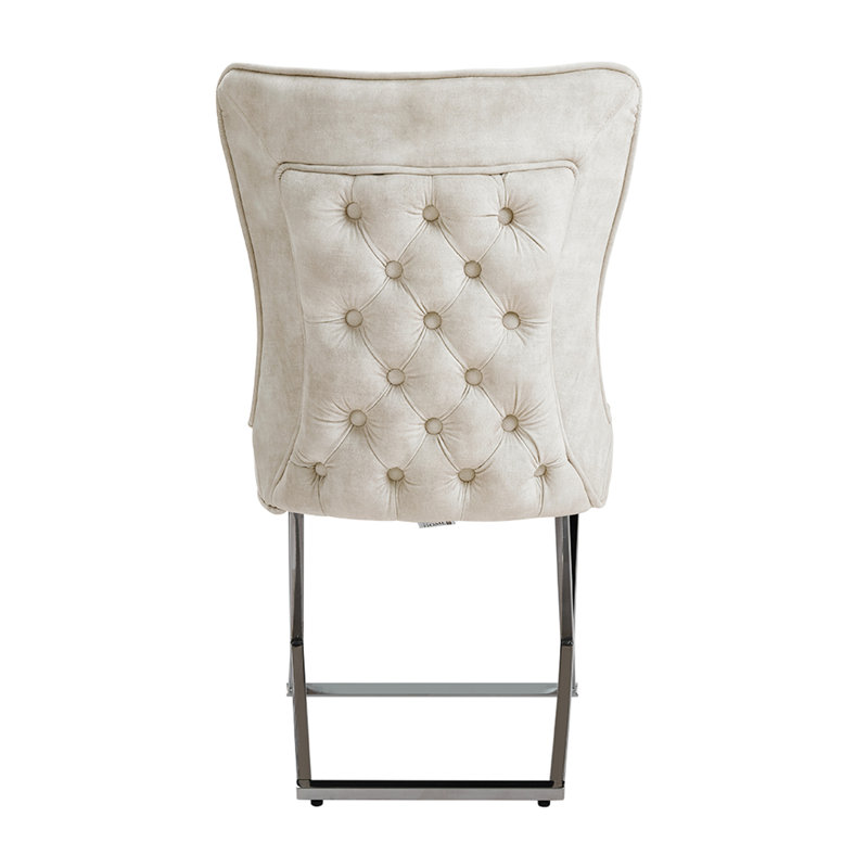 Geneva Upholstered Dining Chairs with Metal Base, Beige