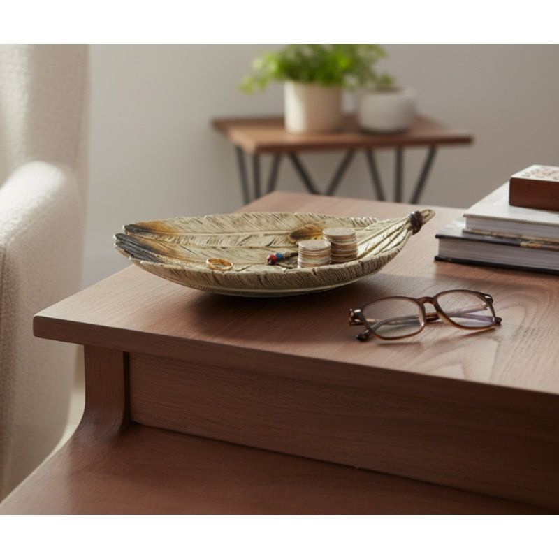 Feather Platter Decorative Rustic Tray Accent Dish