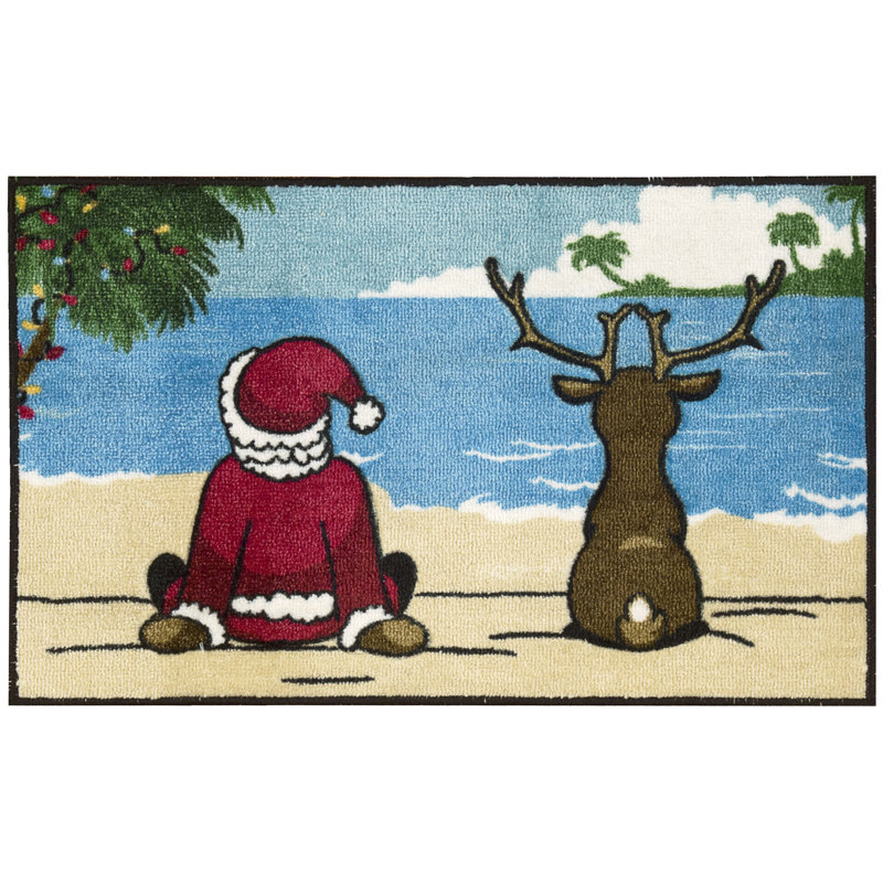 Tapis rouge / bleu / beige touffeté à la main 2 pi x 3 pi Aurora