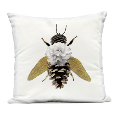 Nature Constructed Bee Outdoor Printed Pillow, design by Sasha