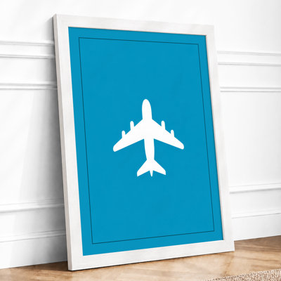 Airplane Silhouette Minimalist - Framed Print