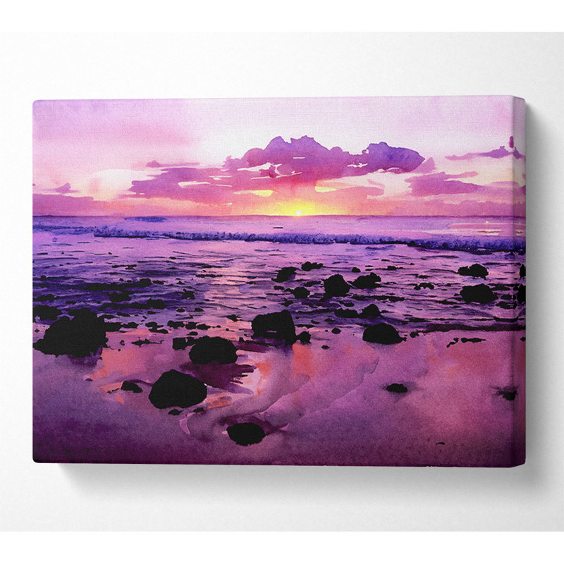Lilac Ocean at the Crack of Dawn - Wrapped Canvas Art Prints, 35.6cm H x 50.8cm W x 10cm D