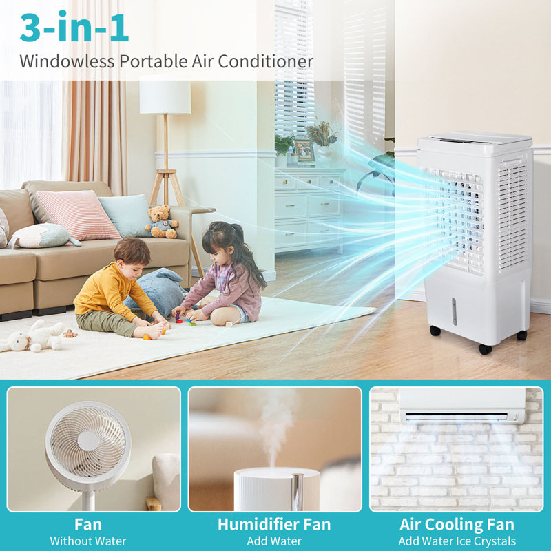 3 In 1 Portable Air Conditioner, Portable AC Unit With Dust Filter For Room Up To 215 Sq.Ft, With Remote Control, 24 Hour Timer, Installation Kit,White