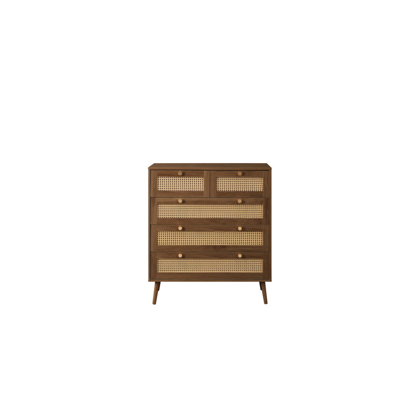 Noemi 85cm W 5 - Drawer Chest of Drawers, Walnut